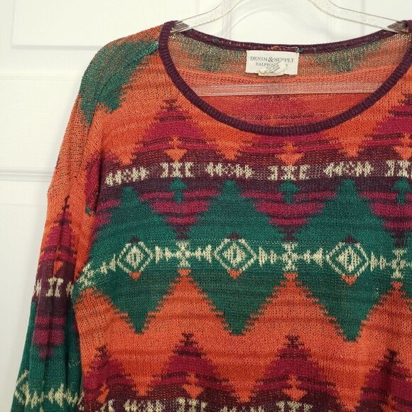 Denim & Supply Ralph Lauren Top Southwestern Aztec Boho Western Womens Sz Small - Picture 2 of 8